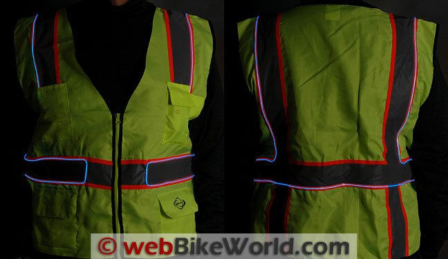 USTEK Electroluminescent Safety Vest - Front and Rear Views