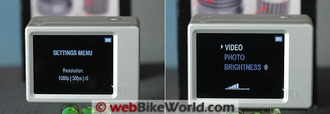 GoPro BacPac Menus on LCD Screen