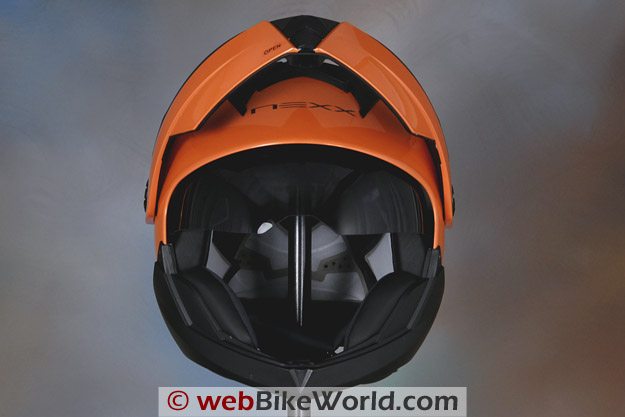 Nexx X30 Helmet - Front View, Visor Rotated Upwards