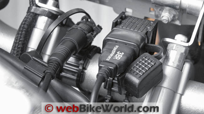 12 Volt and 5 Volt Power Ports Mounted on BMW F 800 GS