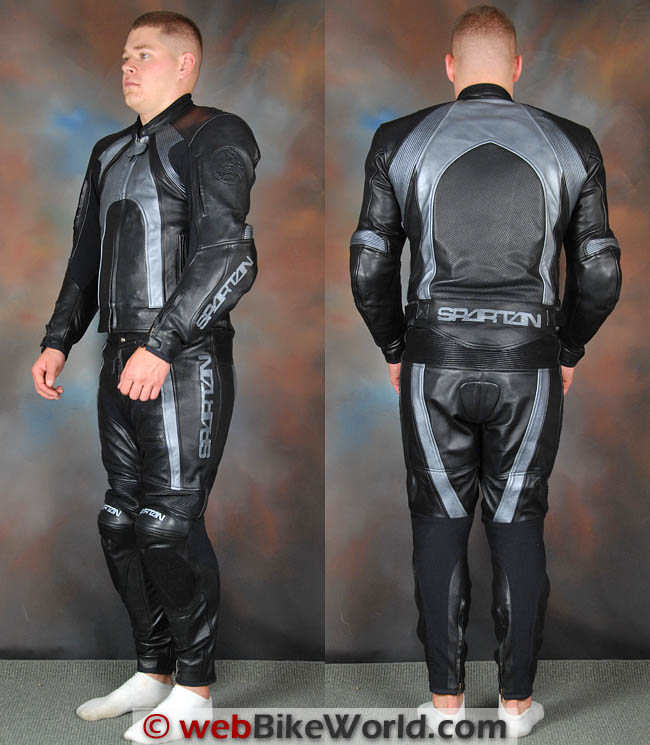 Spartan Leathers Charge Suit Front and Rear Views