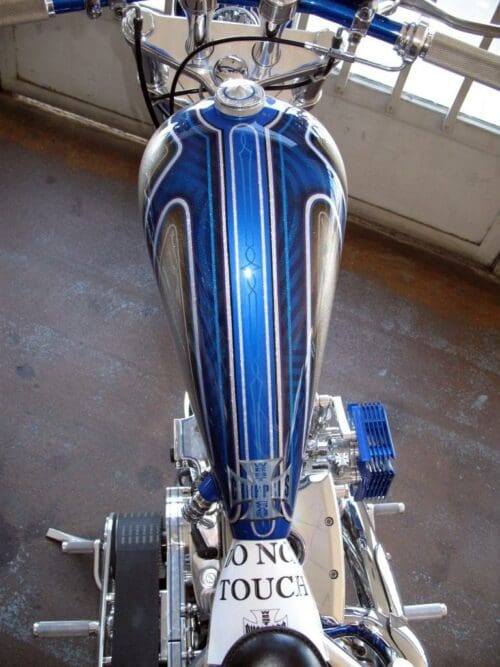 Chrome Frame Blue El Diablo built by West Coast Choppers - WCC of U.S.A.