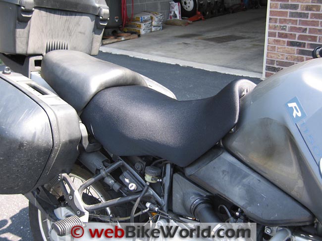 King of Fleece Seat Cover on BMW R1150GS Front View