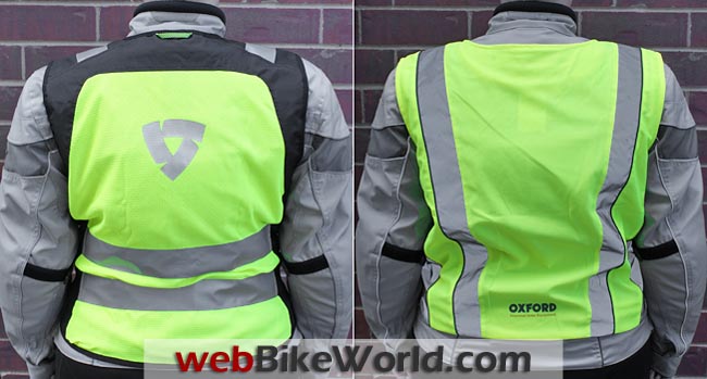 Rev'it Athos vs. Oxford Bright Top Reflective Vest Rear