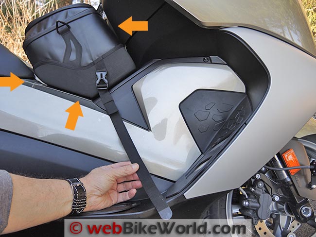 BMW C 650 GT Tunnel Bag Correct Angle for Strap