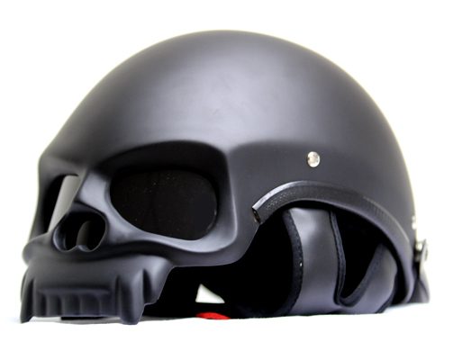 MASEI MATT BLACK SKULL MOTORCYCLE CHOPPER DOT HELMET