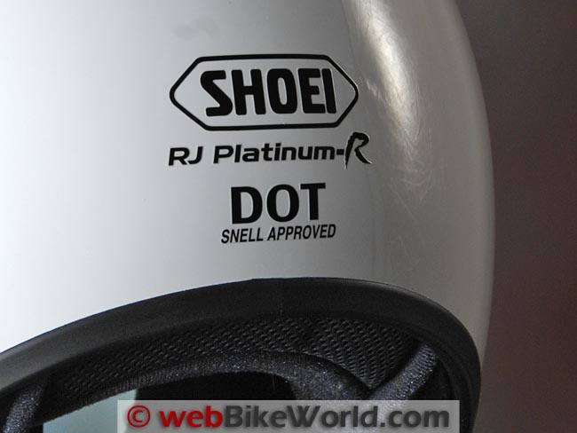 Shoei RJ-Platinum R Helmet Snell Certification