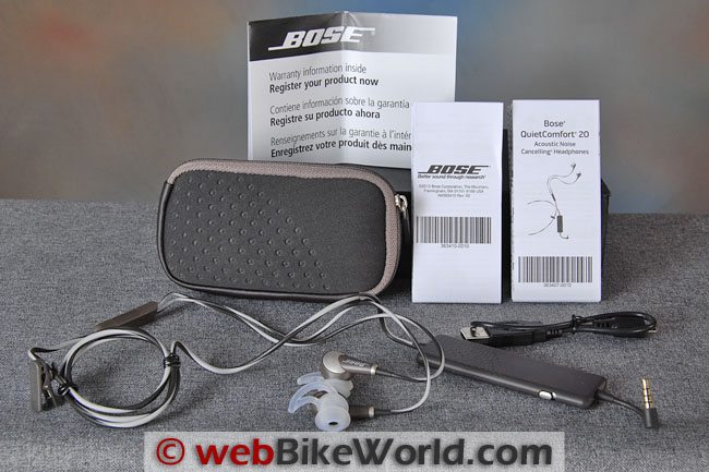 Bose QuietComfort 20 Noise Cancelling Headphones Kit Contents