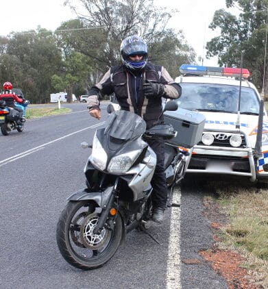 Rider pulled over by police licence checks