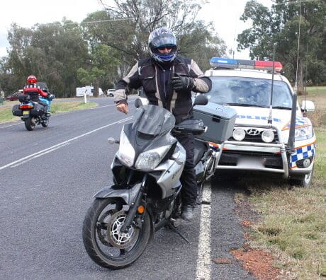 Rider pulled over by police licence checks