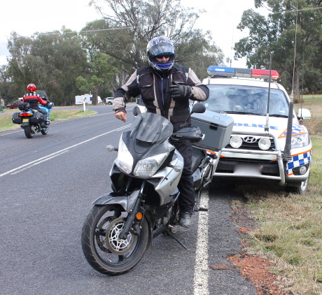 Rider pulled over by police licence checks