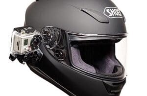 Shoei helmet with a GoPro action camera mounted