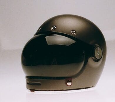 Bell Bullitt motorcycle helmet with bubble visor helmet cam tinted visor