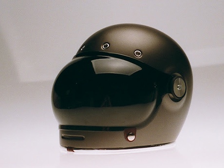 Bell Bullitt motorcycle helmet with bubble visor helmet cam tinted visor