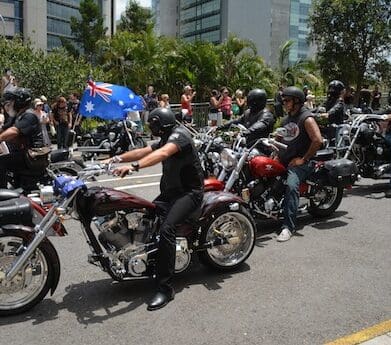 Riders protest the laws at the January 26 rally in Roma St