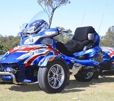 John and Rose England's patriotic Can-Am Spyder and trailer