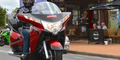 Polaris head honcho Peter Alexander joins riders for the first Brisbane Victory and Indian Motorcycles shop ride.