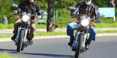 MotorbikeWriter and red-wine-drinking-partner Grant Roff on the Yamaha SR400 media launch in Melbourne returned