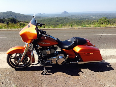 harley Street Glide in the Glasshouse Mountains test ride