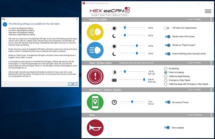 HEX ezCAN Software Orange Channel Info Screen