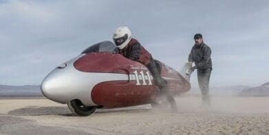 Spirit of Munro Indian Motorcycles streamliner at Sturgis