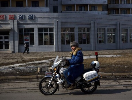 Motorcycle rider in North Korea