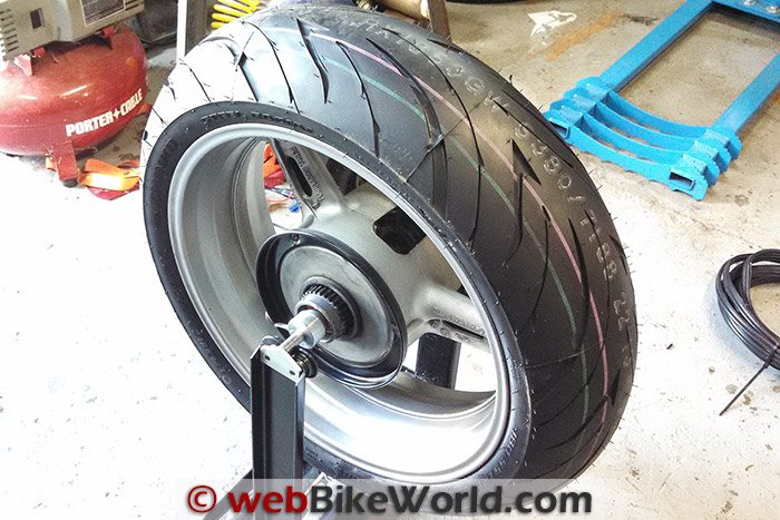 Shinko 016 Verge 2X Tires Rear on Balancer