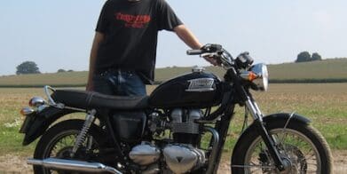 graham Coxon and his Bonneville