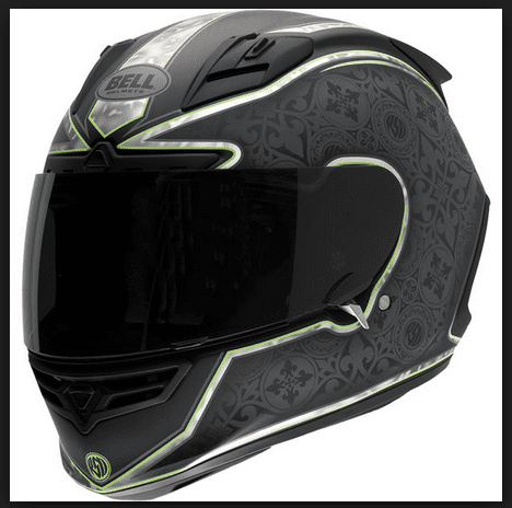Bell Star Carbon Motorcycle Helmet with green trim