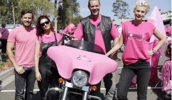 Harley Pink Ribbon Ride celebrities: James Tobin, Danielle Cormack, Aaron Jeffery and Kate Peck