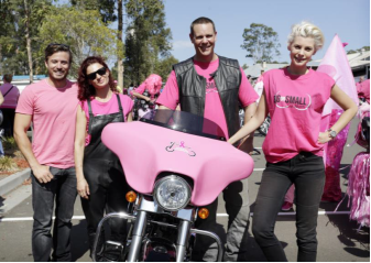 Harley Pink Ribbon Ride celebrities: James Tobin, Danielle Cormack, Aaron Jeffery and Kate Peck