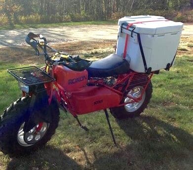 Rokon scout motorcycle being used in the fight against ebola drive