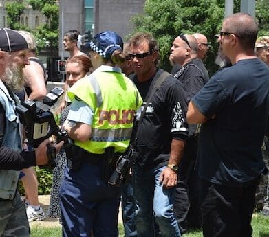 Police at VLAD laws protest