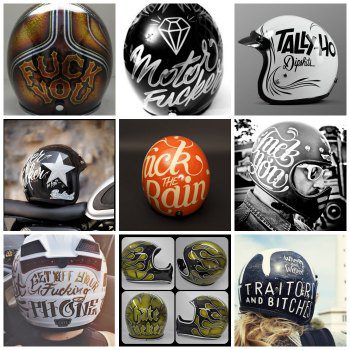 offensive motorcycle helmet collage