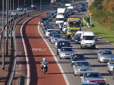 Bus Lane rider - helmet cam - lane filtering tinted visor