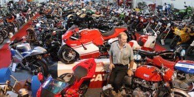 Allen Smith in the Australian Motorcycle Museum with his Munch and NR750 vintage