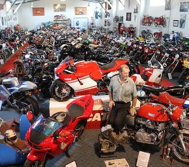 Allen Smith in the Australian Motorcycle Museum with his Munch and NR750 vintage