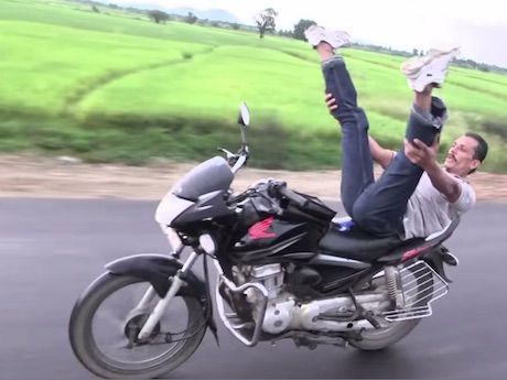 Yoga stunt rider world record relax exercise