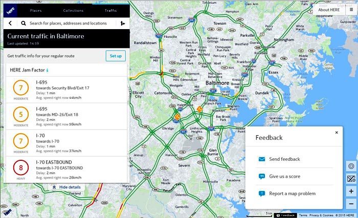 Nokia HERE Real Time Traffic Reports