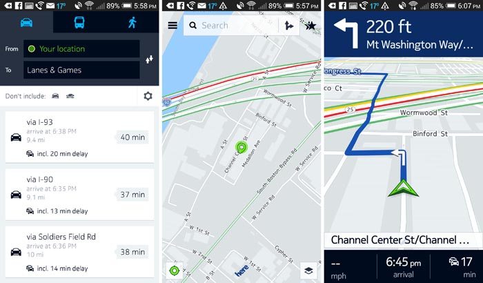 Nokia HERE Route Map Directions and Turn-by-Turn