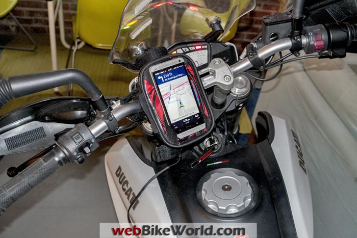 Phone Mounted on Handlebar Side View