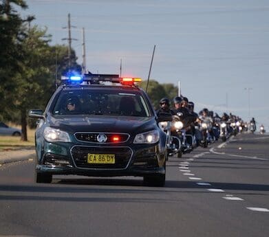 Police lead the HOG Rally Thunder Run