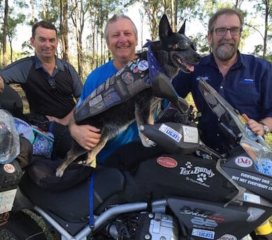 Tex and Bundy with Clearwater lights distributors Bruce Gaskin (Queensland) and Frank Tidswell motorcycle led lights