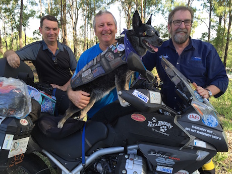 Tex and Bundy with Clearwater lights distributors Bruce Gaskin (Queensland) and Frank Tidswell motorcycle led lights