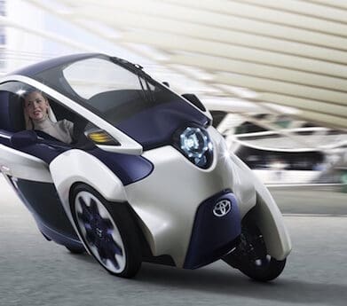Toyota iRoad leaning three-wheeler