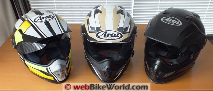 Three Generations of Arai XD Helmets