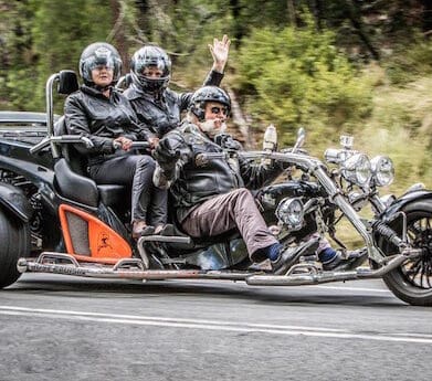 Steve Melchor of Just Cruisin’ Harley Tours is challenging his helmet fine