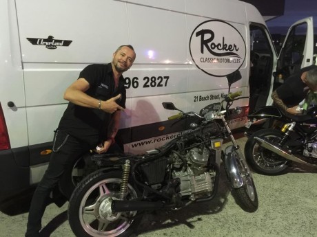 Matt Jones of Rocker Classic Motorcycles with our 1980 Honda CX500