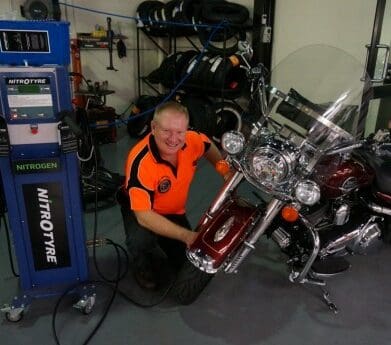 Heavy Duty Motorcycles Simon Yates with nitrogen nitrotyre