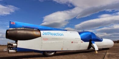 Richard Brown and his Jet Reaction streamliner motorcycle